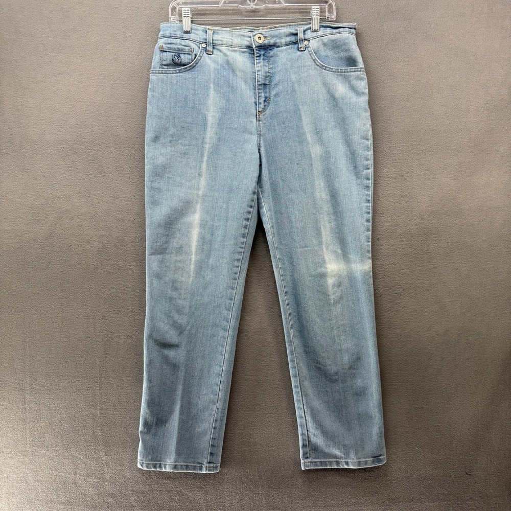 Gloria Vanderbilt Jeans Size 12 Short Womens Light Wash Straight Leg Rhinestone
